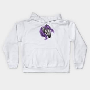 Horse Head - Dapple Purple Mane Kids Hoodie